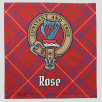 Clan Rose Crest over Tartan Cloth Napkin