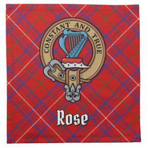 Clan Rose Crest over Tartan Cloth Napkin