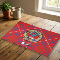 Clan Rose Crest over Tartan Cloth Placemat
