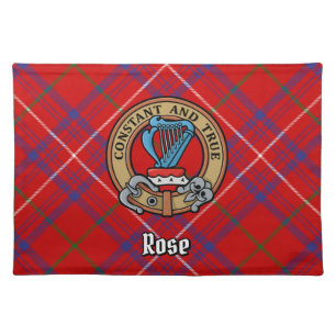 Clan Rose Crest over Tartan Cloth Placemat