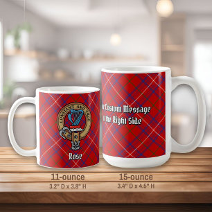 Clan Rose Crest over Tartan Coffee Mug
