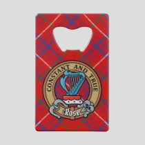 Clan Rose Crest over Tartan Credit Card Bottle Opener