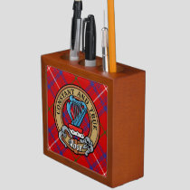 Clan Rose Crest over Tartan Desk Organizer