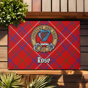 Clan Rose Crest over Tartan Doormat