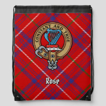 Clan Rose Crest over Tartan Drawstring Bag