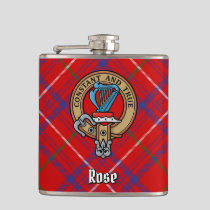 Clan Rose Crest over Tartan Flask