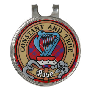 Clan Rose Crest over Tartan Golf Hat Clip