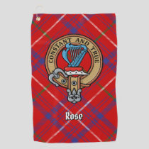 Clan Rose Crest over Tartan Golf Towel