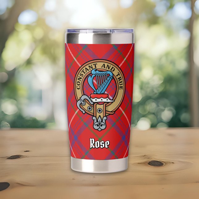 Clan Rose Crest over Tartan Insulated Tumbler (Creator Uploaded)