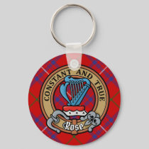Clan Rose Crest over Tartan Keychain