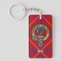 Clan Rose Crest over Tartan Keychain