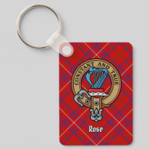 Clan Rose Crest over Tartan Keychain