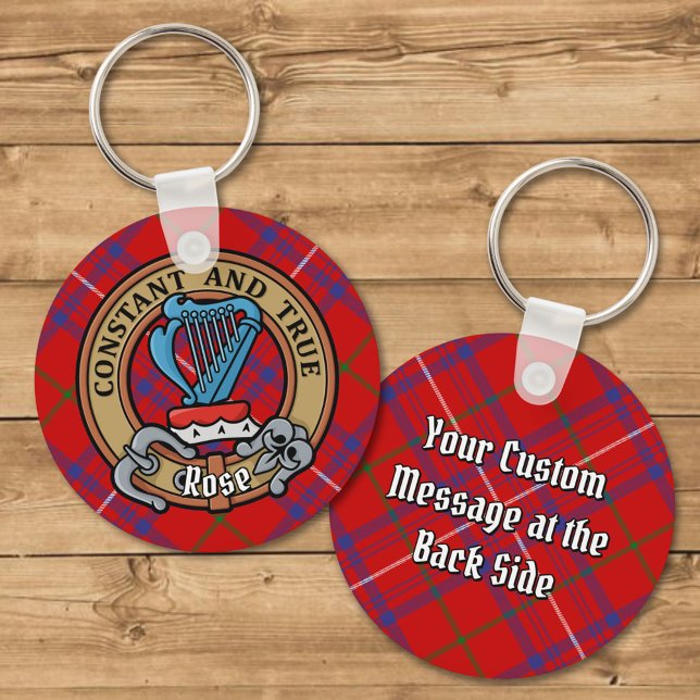 Clan Rose Crest over Tartan Keychain (Creator Uploaded)