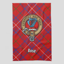 Clan Rose Crest over Tartan Kitchen Towel
