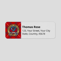 Clan Rose Crest over Tartan Label