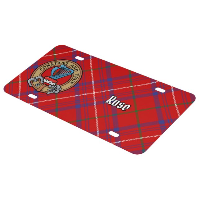 Clan Rose Crest over Tartan License Plate (Side)