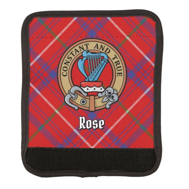 Clan Rose Crest over Tartan Luggage Handle Wrap (Front)