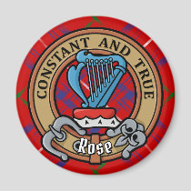 Clan Rose Crest over Tartan Magnet
