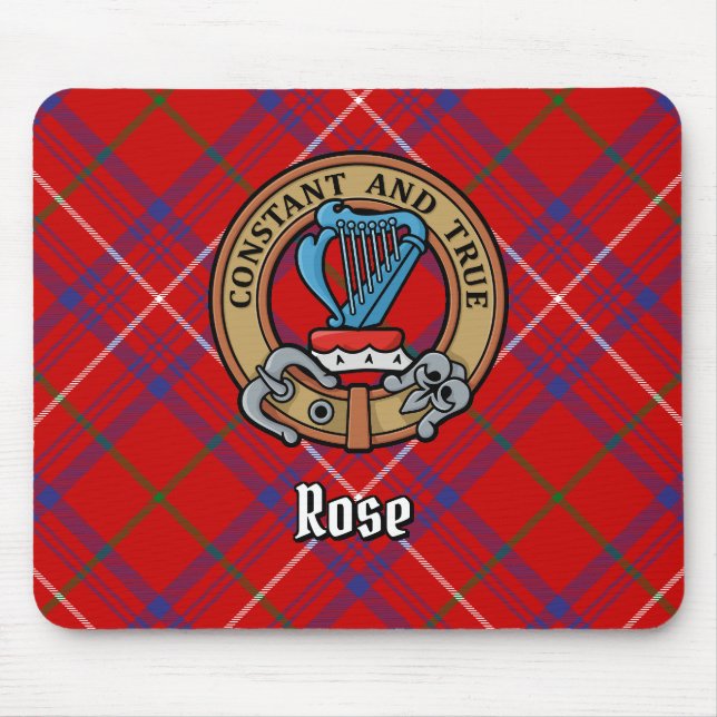Clan Rose Crest over Tartan Mouse Pad (Front)