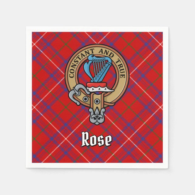 Clan Rose Crest over Tartan Napkins (Front)