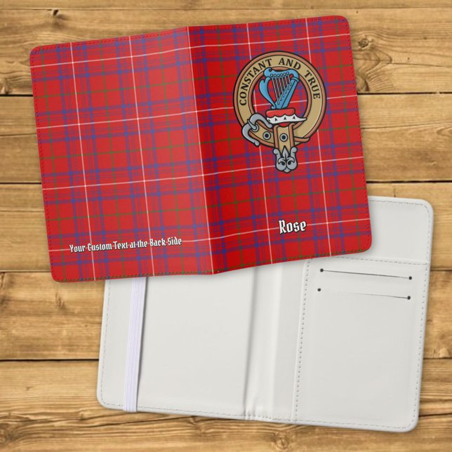 Clan Rose Crest over Tartan Passport Holder (Creator Uploaded)