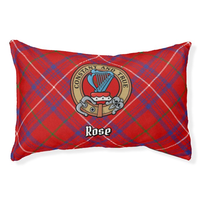 Clan Rose Crest over Tartan Pet Bed (Front)
