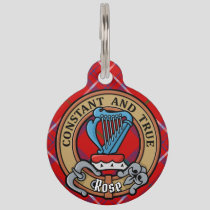 Clan Rose Crest over Tartan Pet ID Tag