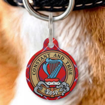 Clan Rose Crest over Tartan Pet ID Tag