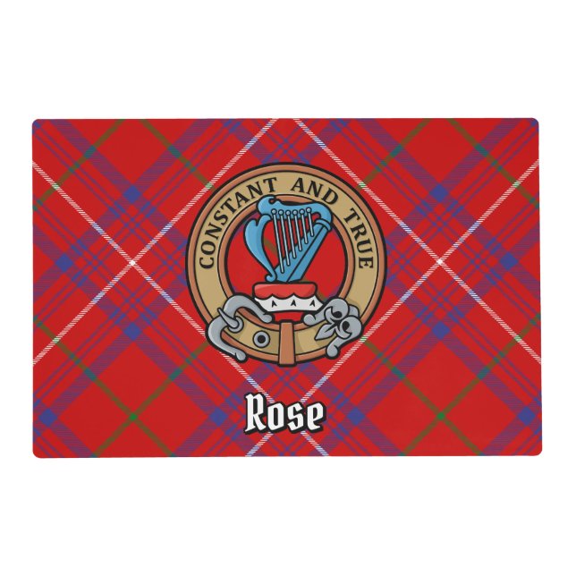 Clan Rose Crest over Tartan Placemat (Front)
