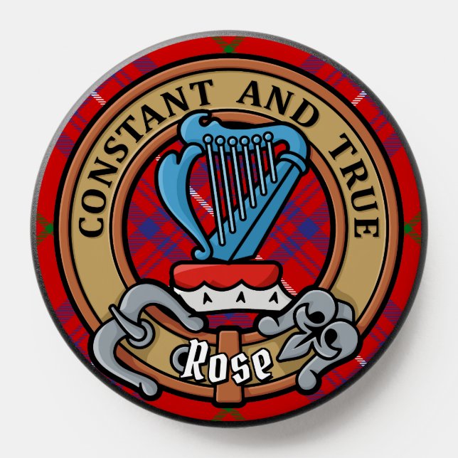 Clan Rose Crest over Tartan PopSocket (Popsocket)