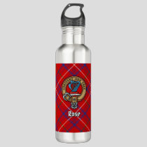 Clan Rose Crest over Tartan Stainless Steel Water Bottle