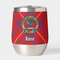 Clan Rose Crest over Tartan Thermal Wine Tumbler