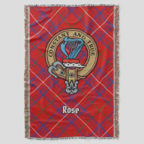 Clan Rose Crest over Tartan Throw Blanket