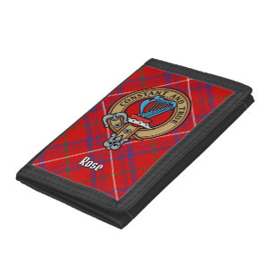 Clan Rose Crest over Tartan Trifold Wallet