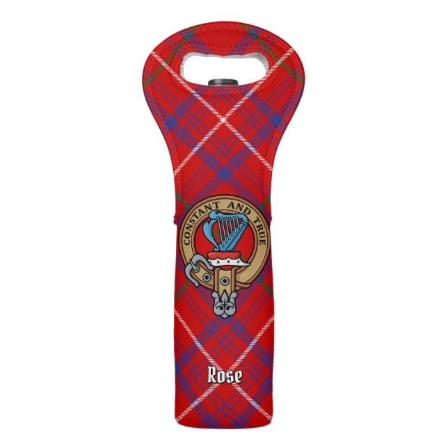 Clan Rose Crest over Tartan Wine Bag (Front)