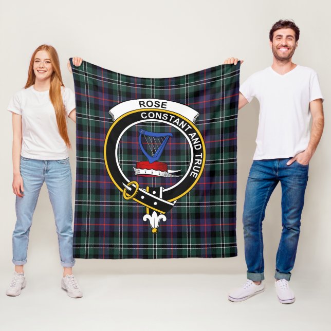 Clan Rose Hunting Modern Tartan Plaid Fleece Blanket (In Situ)