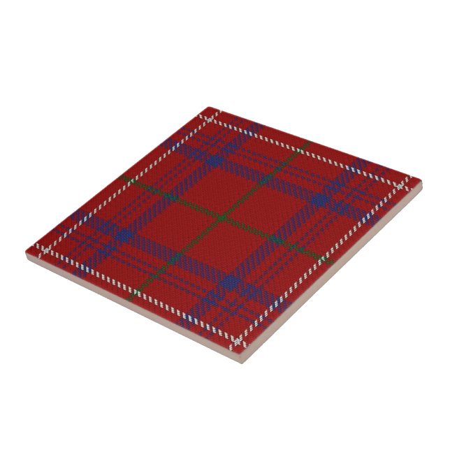 Clan Rose Scottish Expressions Modern Red Tartan Ceramic Tile (Side)