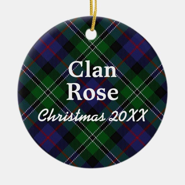 Clan Rose Scottish Hunting Tartan Ceramic Ornament (Front)