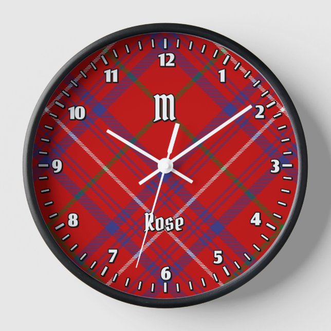 Clan Rose Tartan Clock (Front)