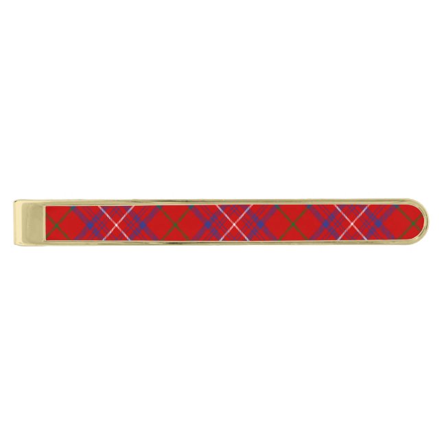 Clan Rose Tartan Gold Finish Tie Bar (Front)