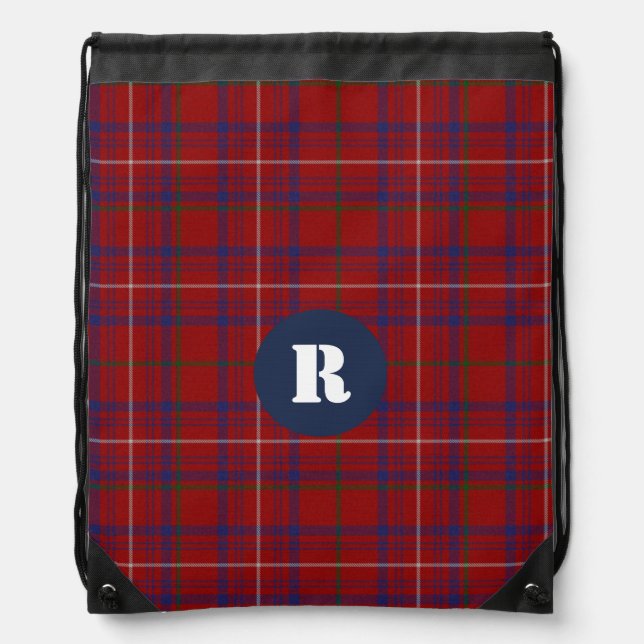 Clan Rose Tartan Plaid Monogram Backpack (Front)
