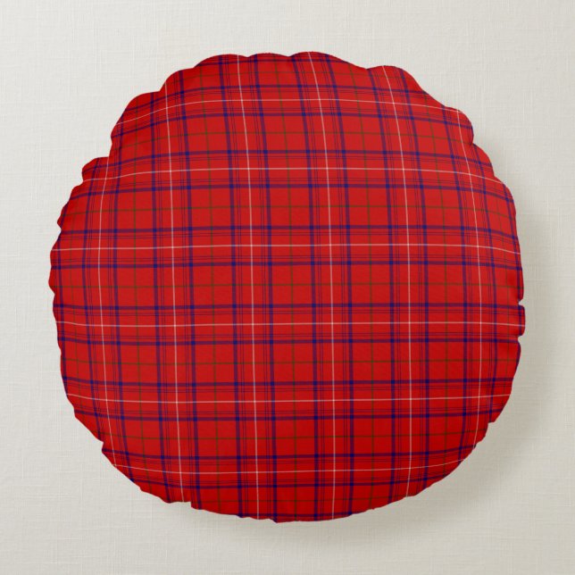Clan Rose Tartan Plaid  Round Pillow (Front)