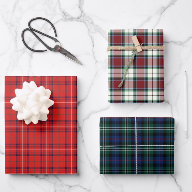 Clan Rose Tartan Variations Wrapping Paper Sheets (Front)
