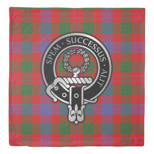 Clan Ross Crest on Tartan Duvet Cover