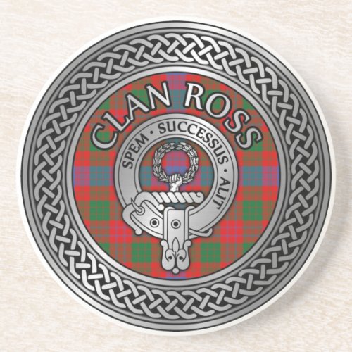 Clan Ross Crest  Tartan Knot Coaster