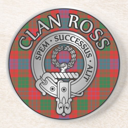 Clan Ross Crest  Tartan Knot Coaster