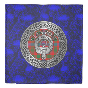 Clan Ross Crest & Tartan Knot Duvet Cover