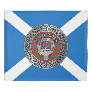 Clan Ross Crest & Tartan Knot Duvet Cover