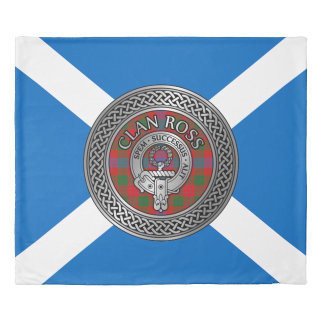 Clan Ross Crest & Tartan Knot Duvet Cover (Front)