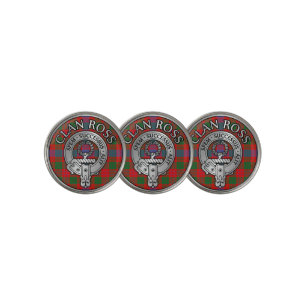 Clan Ross Crest & Tartan Knot Golf Ball Marker
